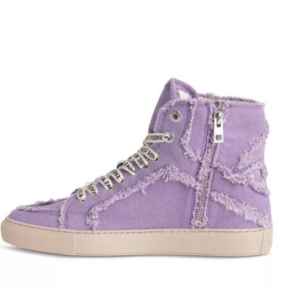 Zadig & Voltaire High Flash Purple/Lilac Canvas High Top Sneakers EU38/US 7-7.5 - Picture 4 of 16
